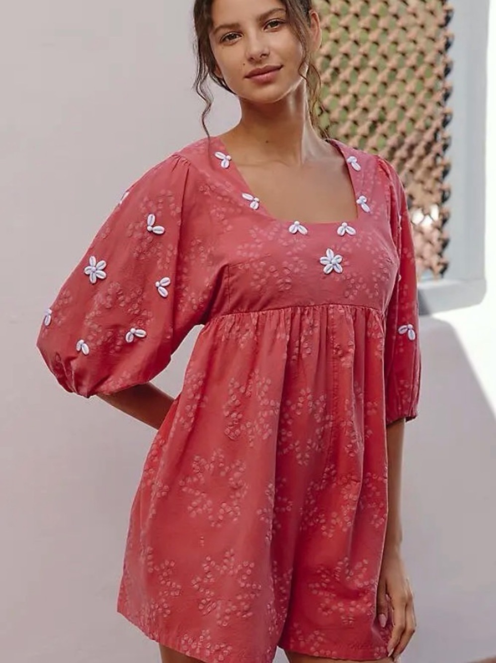 Anthropologie Celandine Open Back Romper in Paprika Size Large